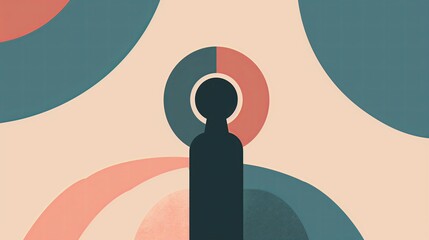 A flat style minimalist illustration of a keyhole, revealing an abstract concept inside a person s