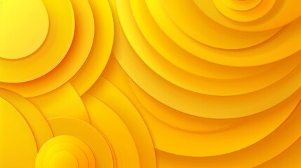 Poster - Abstract yellow background decorated with circular layers. Modern and realistic background design with round papercuts, modern minimalist style.