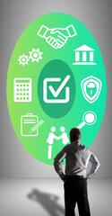 Wall Mural - validation concept watched by a businessman