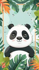 Sticker - Panda Bear with Empty Frames for Birthday