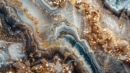 Poster - An abstract photo using stones, metals, glitter, and diamonds, evoking luxury and opulence.