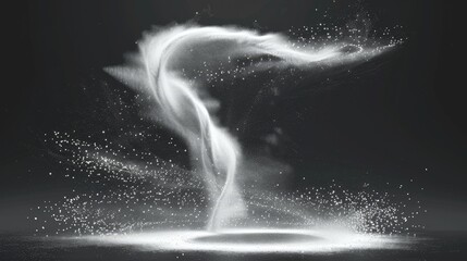 Poster - Modern illustration of white spiral, wave, curve vortex effect. Symbols for fresh air, blizzard, magic power speed, tornado.