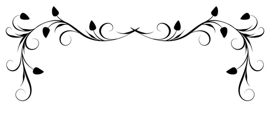Poster - Floral ornament with leaves and abstract lines. Graceful element for decor and greeting or invitation card design