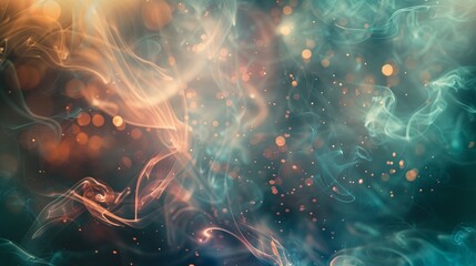 Poster - An organic abstract image with light trails, swirling smoke, and bokeh patterns creates a dreamy, ethereal vibe.