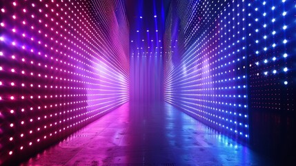 Poster - light up pixel patterns on a screen with led lights in a concert environment. board walls with glow 