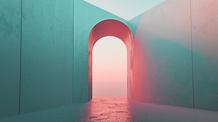 Poster - A high resolution minimalist graph of a keyhole with an abstract view inside, showing geometric