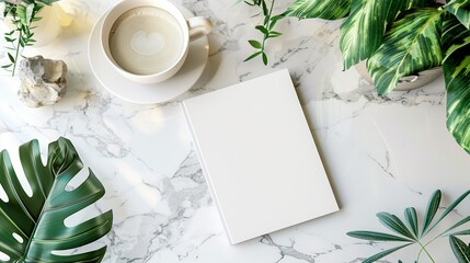 Poster - Mockup for the presentation of the book. Realistic white A4 and A5 catalog on a gray background