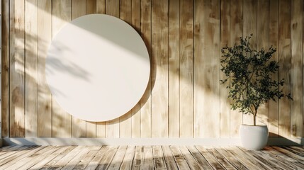 Wall Mural - This mockup signboard displays a circular setting in a street, awaiting a storefront's branding