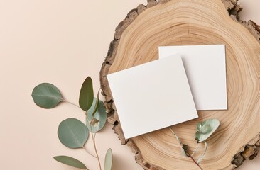 Poster - The following are two mock ups showing a white visit card and a white business card with natural colors. The business card mockup can be used for design presentation and organic elements.
