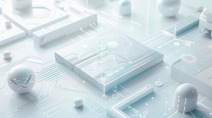 Poster - A minimalistic concept of medical AI featuring a sleek, white background with clean lines and subtle