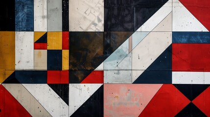 Poster - A geometric abstract with linear patterns, squares, and triangles, creating a striking and harmonious design.