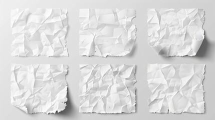 Poster - The design mockup of blank paper with creases. Realistic modern illustration with a crumpled effect of white and lined pages.