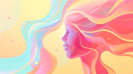 Poster - Flat style illustration of psychological concepts in a flow liquid fluid style, featuring fluid