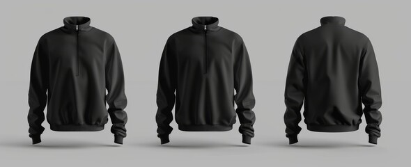 Wall Mural - Detailed mockup of the Harrington jacket, front, sides, and back, illustrated in 3D