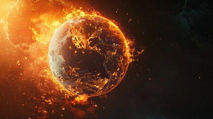 Fiery planet in space glowing atmosphere sci-fi digital art