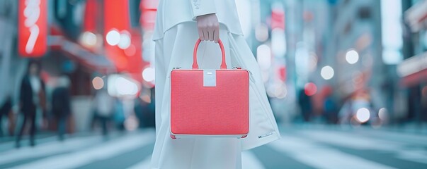 Poster - A stylish video for a new handbag collection, featuring models showcasing the bags in various urban settings, with close-ups of the designs and materials