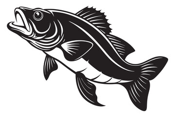 bass fish silhouette illustration fish Isolated