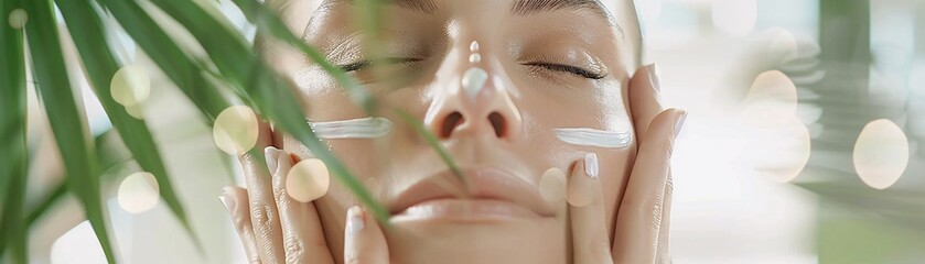 Poster - A luxurious advertisement for a new skincare serum, featuring close-ups of the product being applied and its effects on the skin, with models in a high-end spa setting