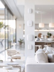 Poster - A sleek and modern commercial for a new home security system, demonstrating its features through various scenarios, such as monitoring, alerts, and remote access, with close-ups of the devices and a