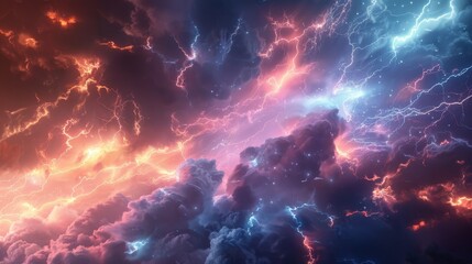 Wall Mural - powerful thunderstruck lightning background