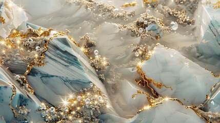 Poster - Opulent abstract photo of marble, gold, and diamonds exudes luxurious elegance and sophistication.