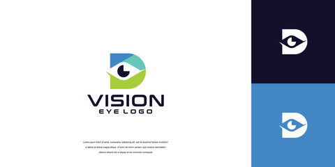 Wall Mural - vision logo, letter D eye logo design