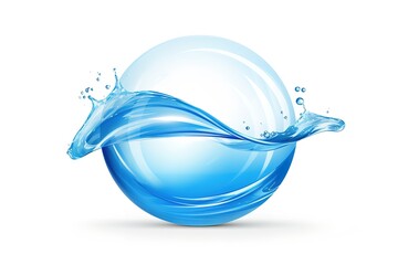 water simulation liquid splash in sphere isolated on white background, 3d illustration.