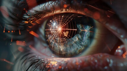 Poster - A high resolution graph capturing the moment of biometric retina scanning. The human eye is wide