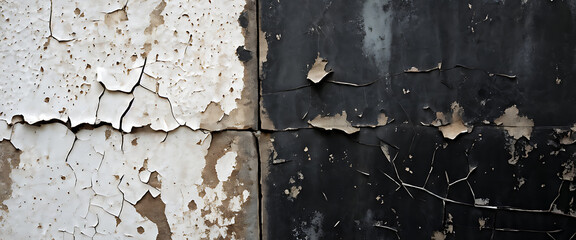  Cracked and Chipped Paint on a Wall or  Black and White Wood Texture 