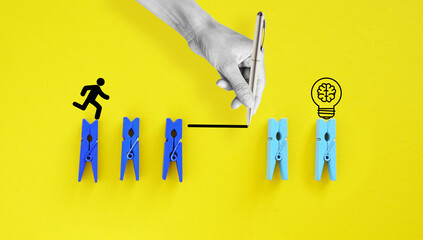 Poster - Teamwork support concept. Negotiation Strategy, Motivation and Business coaching. Creative idea and leadership