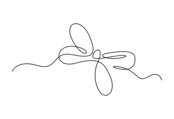 Wall Mural - Elegant bow continuous one line drawing vector illustration. Pro vector