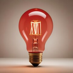 Wall Mural - close up isolated red lightbulb with copy space background, representing a good idea