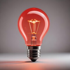 Wall Mural - close up isolated red lightbulb with copy space background, representing a good idea