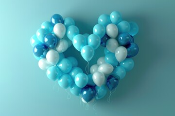 Aufkleber - A heart shaped balloon arrangement filled with blue and white balloons, perfect for romantic occasions or celebrations