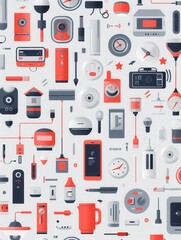 Poster - A colorful illustration showcasing a variety of smart home devices connected in a seamless network, representing a technologically advanced and comfortable home environment. Generative AI