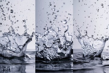 Poster - A close-up shot of a water splash in black and white, great for use in design or editorial purposes