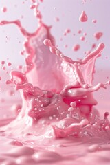 Poster - A splash of pink liquid on a white surface