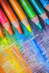 Poster - A close-up shot of a variety of colored pencils, ideal for educational or creative projects