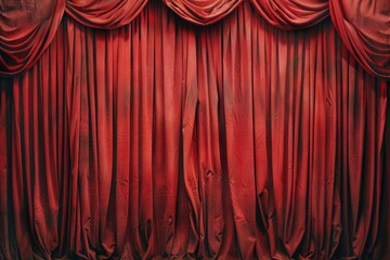 A red curtain hanging on a black background