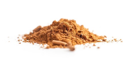 Poster - A pile of cinnamon powder on a white surface, great for food and cooking illustrations