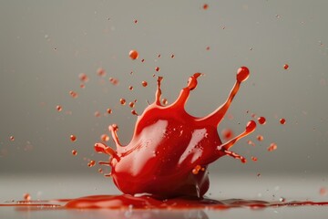 Poster - A close-up shot of a red substance splashing on a white surface, perfect for use in science or medical contexts