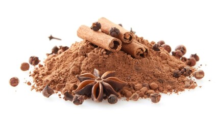 Poster - A stack of cinnamon, anise, and cloves for cooking or baking