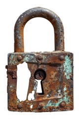 Poster - Rusty old padlock with a keyhole