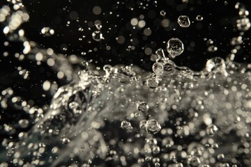 Poster - A close-up shot of individual water bubbles floating on the surface of the water