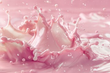 Poster - A close-up shot of a splash of pink liquid on a pink surface, perfect for beauty or science related projects