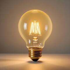 Wall Mural - close up isolated yellow lightbulb with copy space background, representing a good idea