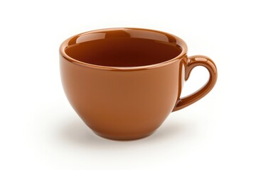Poster - A brown cup with a handle on a white background, ideal for use in food and beverage scenes or as a prop