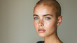© ZzGooggiigz - Portrait of a beautiful young woman with shaved head. Bald hairstyle.Generative AI