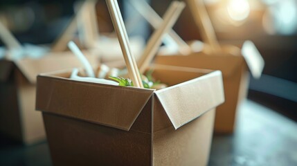 Poster - A close-up shot of a box containing chopsticks, ideal for use in food or cultural related contexts