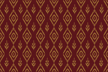 Wall Mural - Hand drawn geometric African Ikat paisley embroidery. ethnic oriental ikat seamless pattern. abstract illustration design for wallpaper. Tribal ethnic vector texture. Aztec style. Folk embroidery.